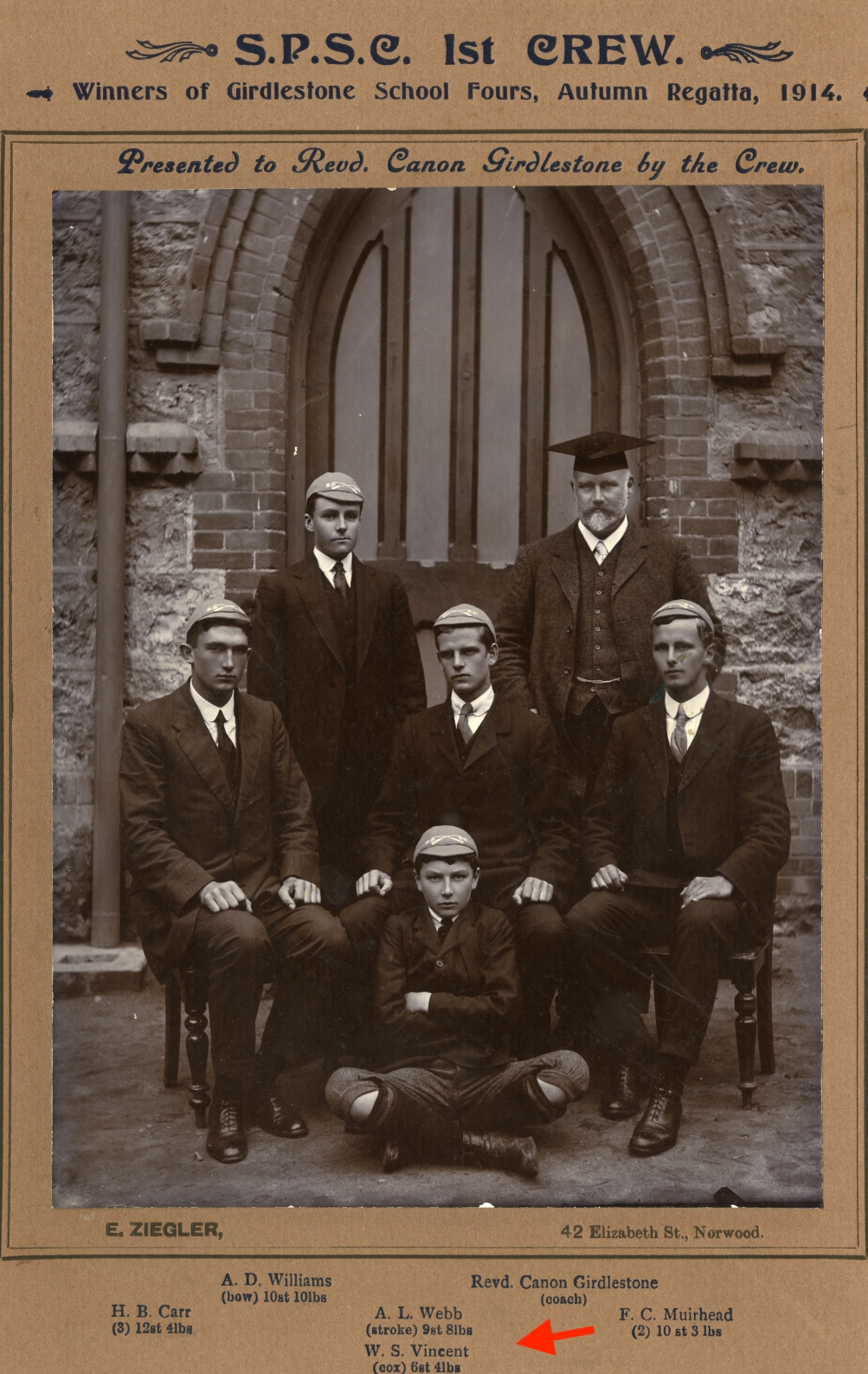 William in St. Peter’s College magazine - Rowing Photo 1914