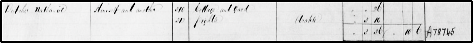 Tithe record for Nathaniel BUTCHER